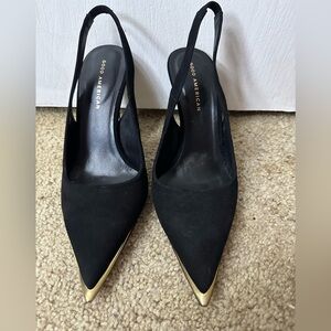 Good American Gold Tipped Slingback Heels Size 10